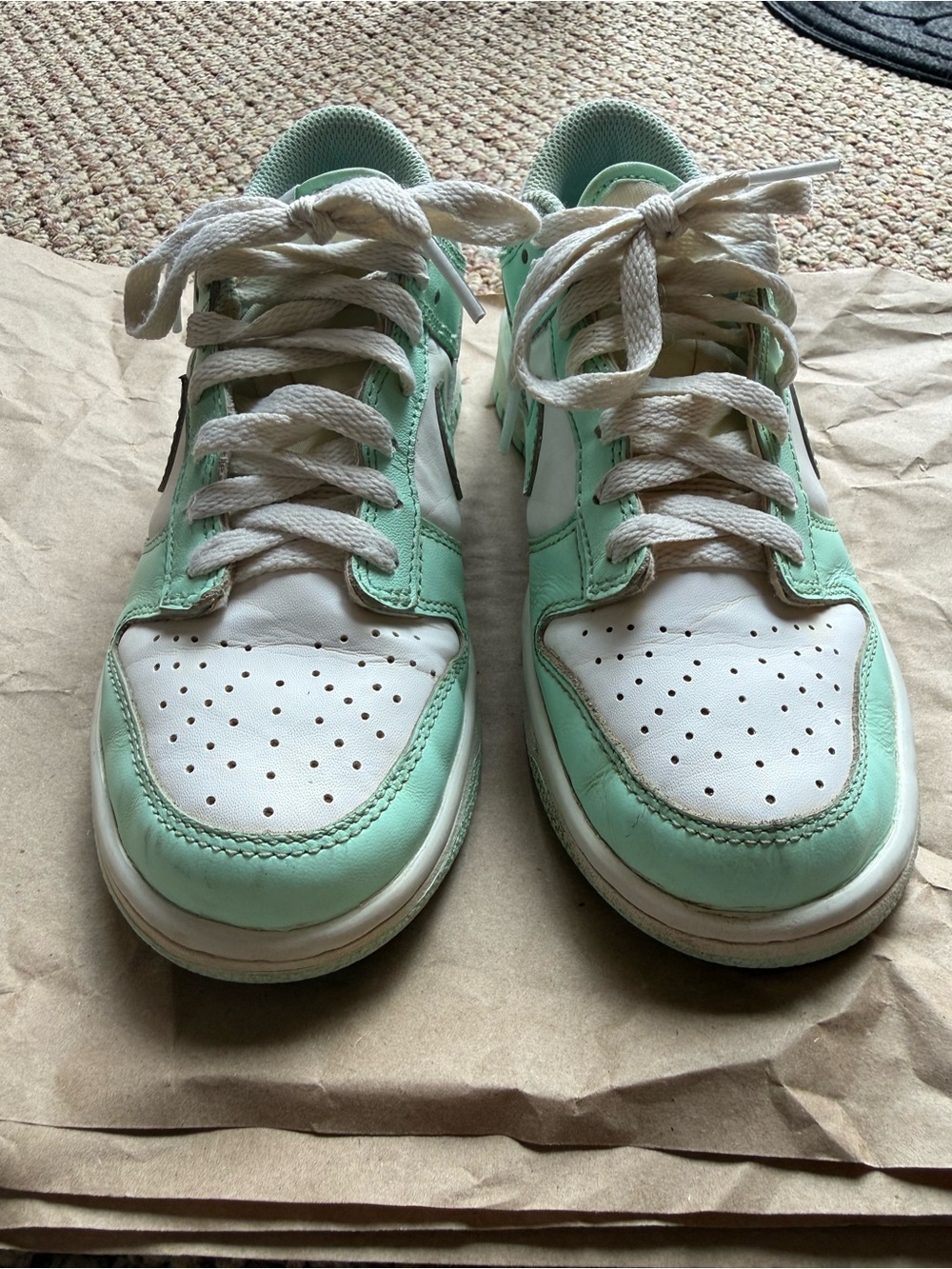 Nike Kids Mint Green and White Sneakers